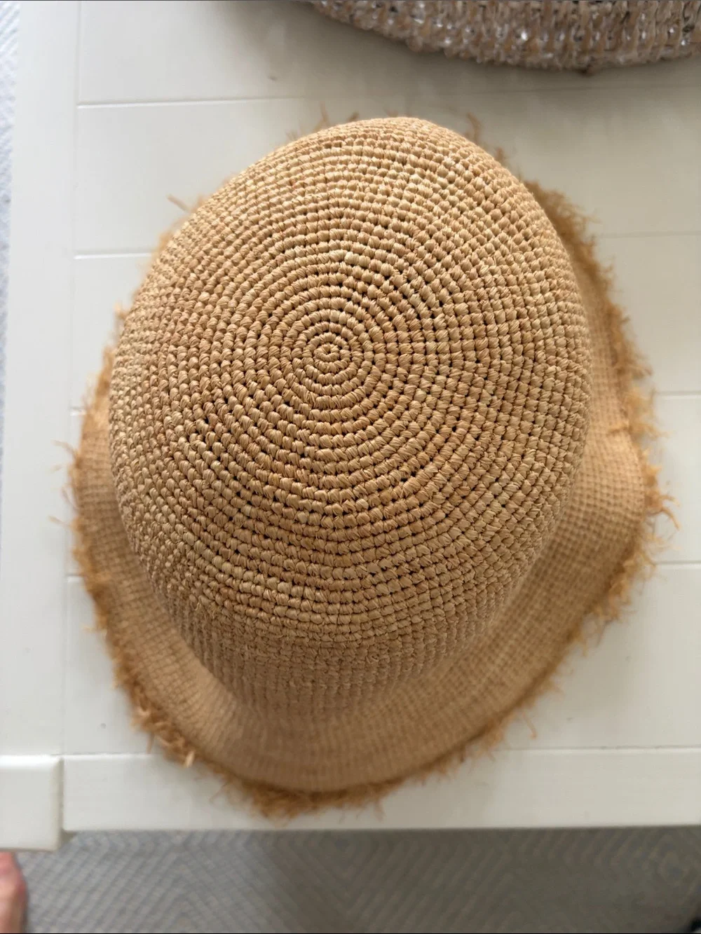 Aritzia Straw Frayed Brim Sun Hat — Natural Beige